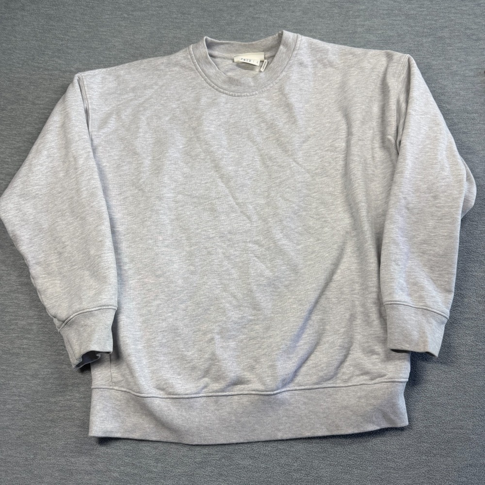 H&M Sweatshirt Women Large Gray Solid Crewneck Oversized‎ Basic Pullover